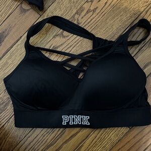 PINK Victoria's Secret Black Strappy Sports Bra